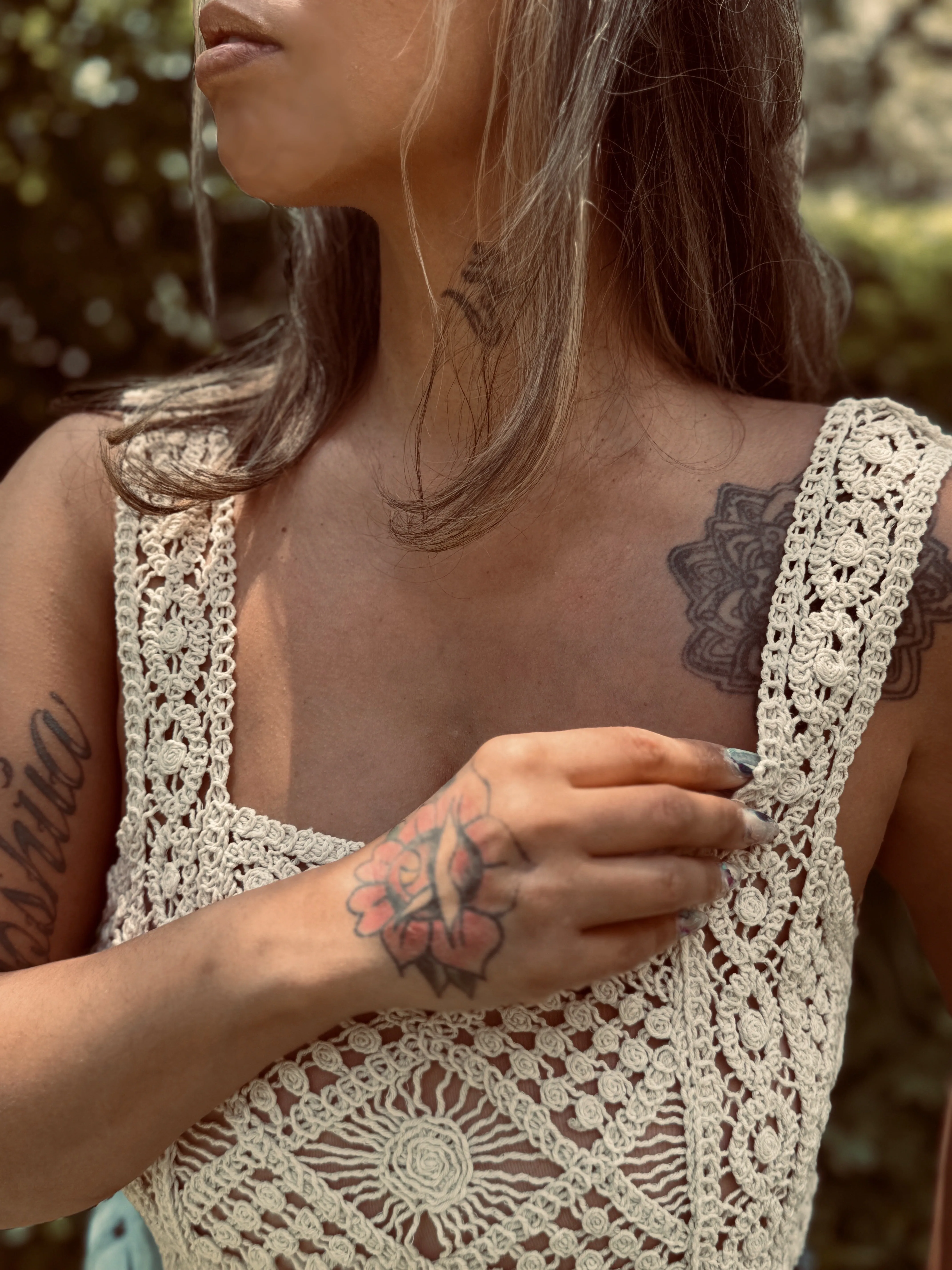 Crochet Tank Beige