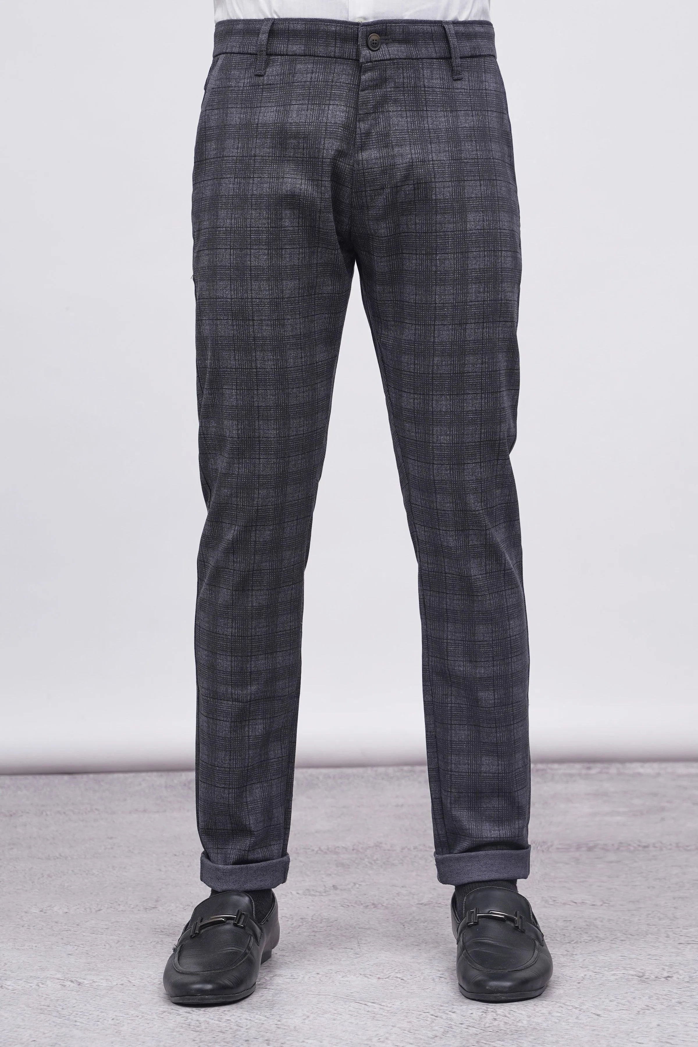 CROSS POCKET CASUAL PANT BLUE GREY CHECK