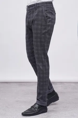 CROSS POCKET CASUAL PANT BLUE GREY CHECK