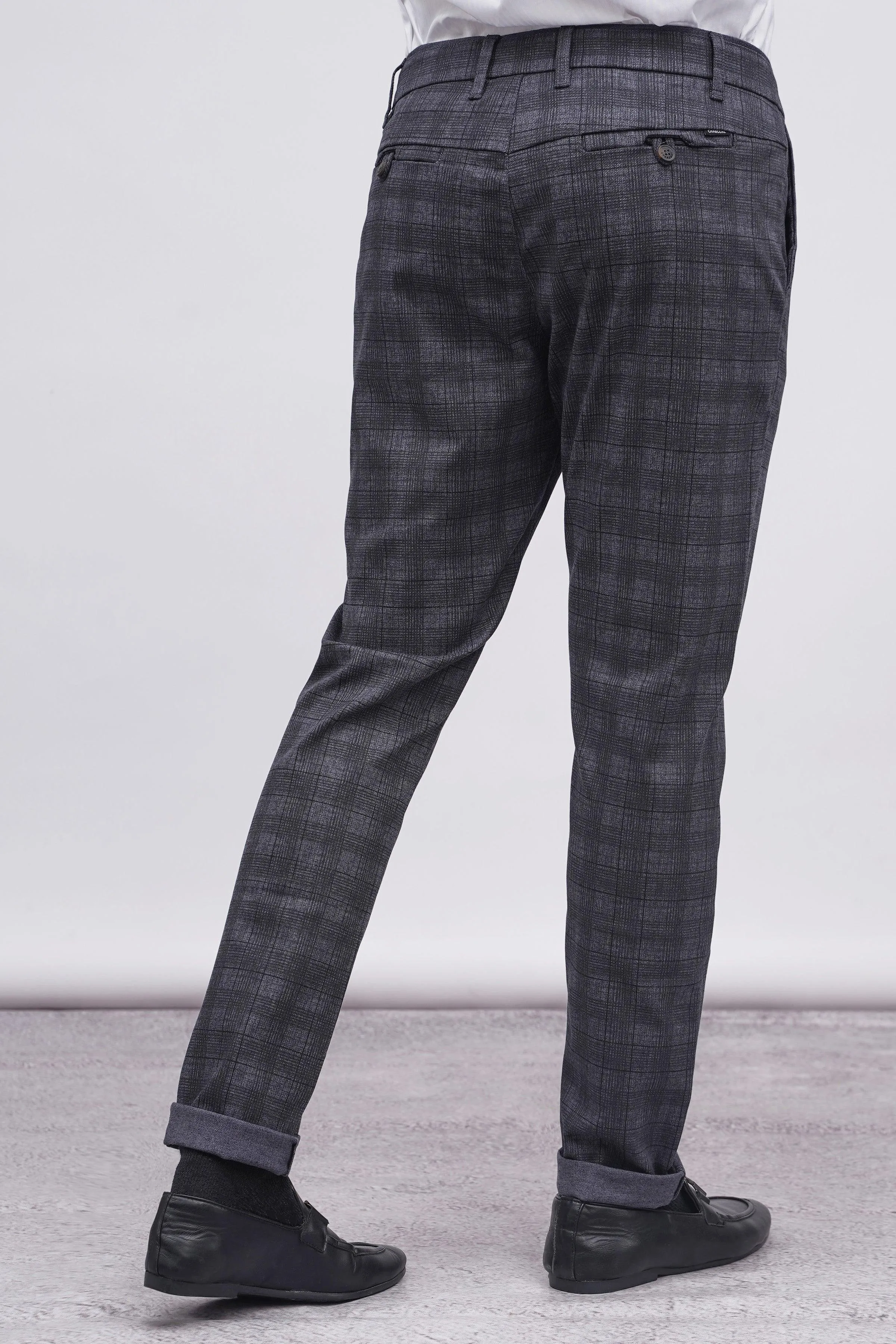 CROSS POCKET CASUAL PANT BLUE GREY CHECK