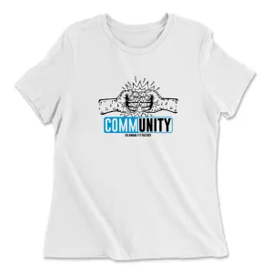 CrossFit Delaware DFF CommUNITY Fistbump Dark Blue Womens - Relaxed Jersey T-Shirt