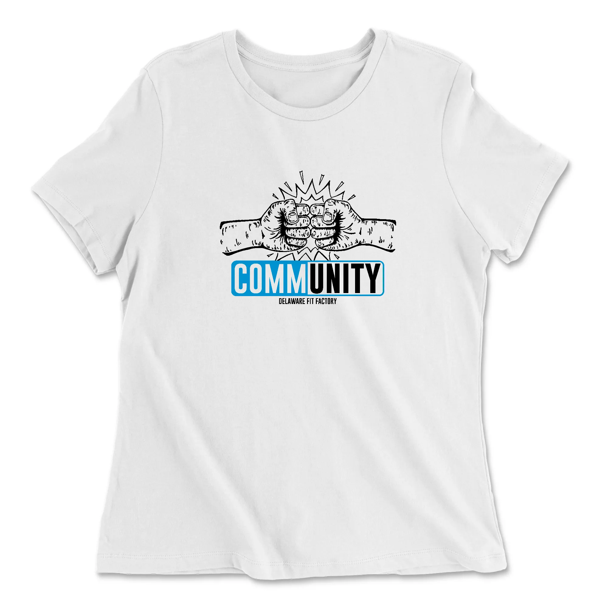 CrossFit Delaware DFF CommUNITY Fistbump Dark Blue Womens - Relaxed Jersey T-Shirt