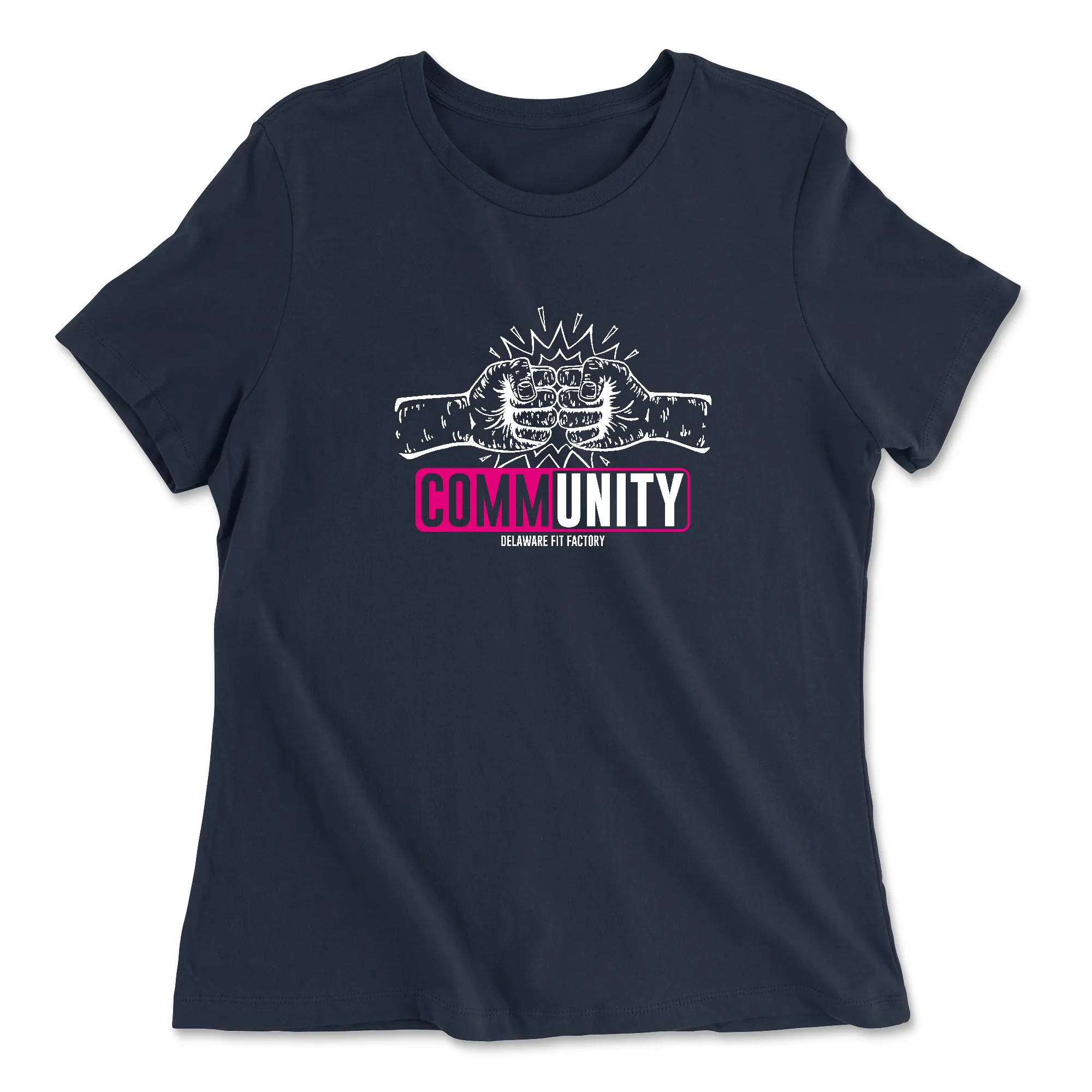 CrossFit Delaware DFF CommUNITY Fistbump Pink Womens - Relaxed Jersey T-Shirt