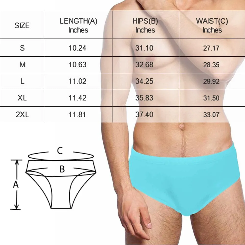 Custom Face & Name Triangle Swim Briefs Personalized Funny Staring At My Shark Men's Swim Shorts for Swimming Water Sports