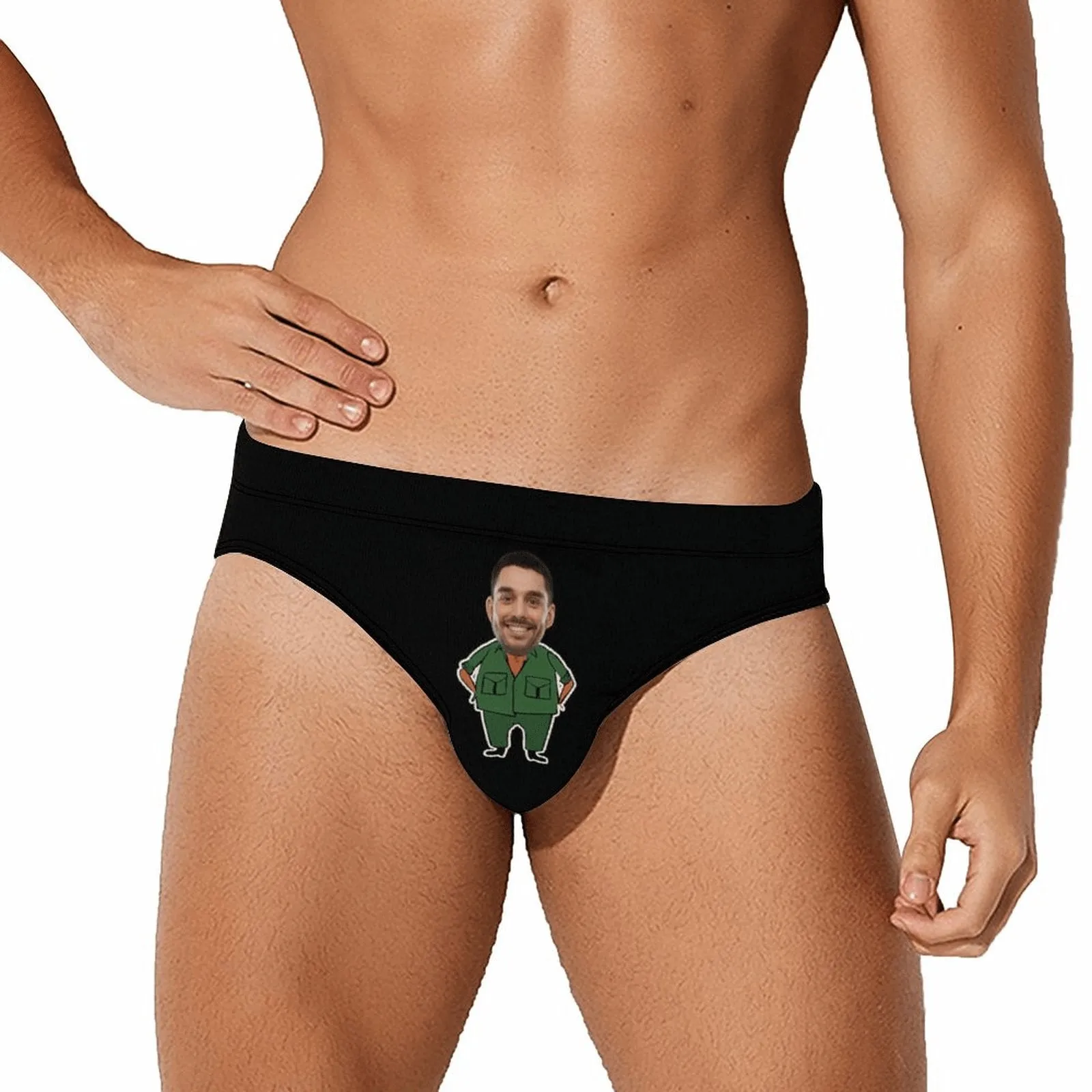 Custom Face Funny Villain Men's Swim Shorts Personalized Triangle Swim Briefs for Swimming Water Sports