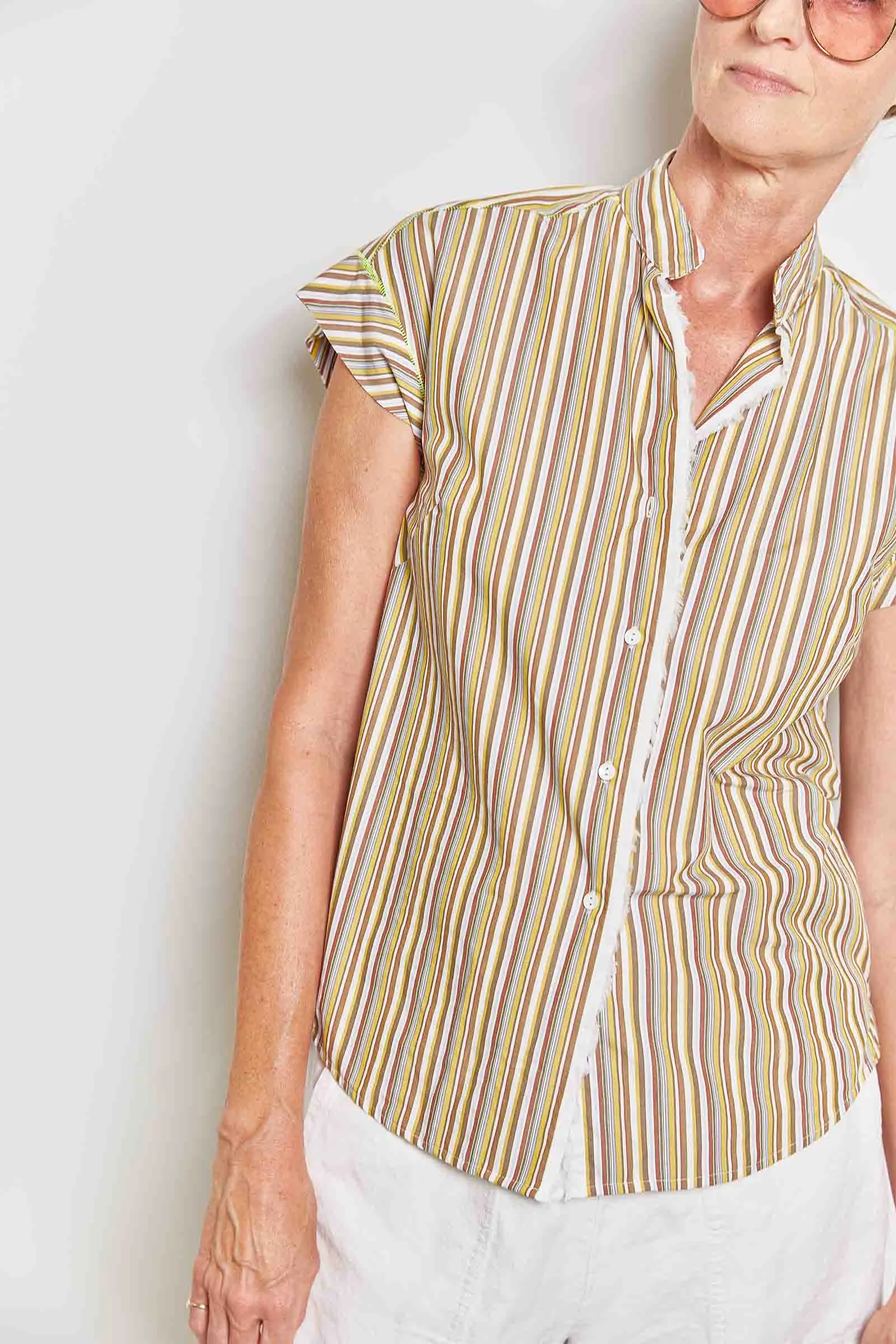 darlink neutral stripe cotton shirt