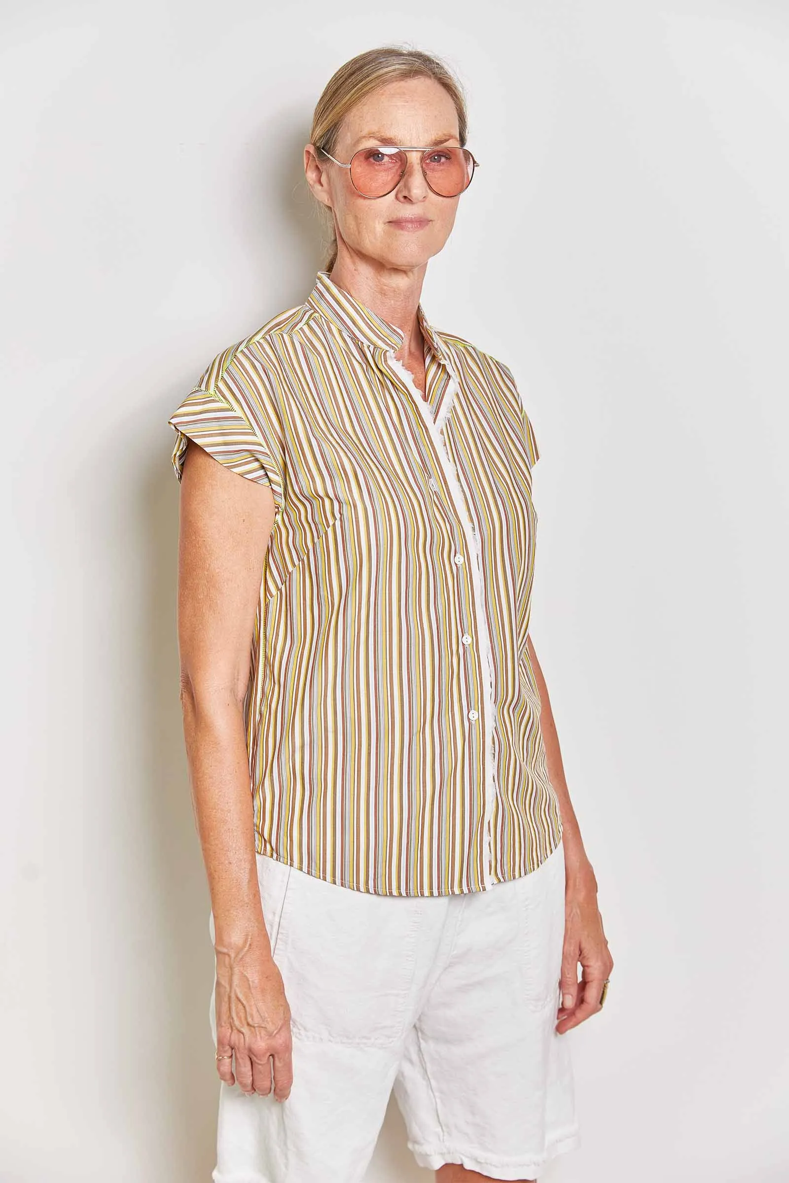 darlink neutral stripe cotton shirt
