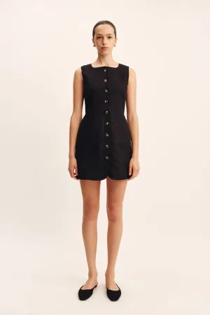EMMA BUTTON DOWN DRESS - BLACK