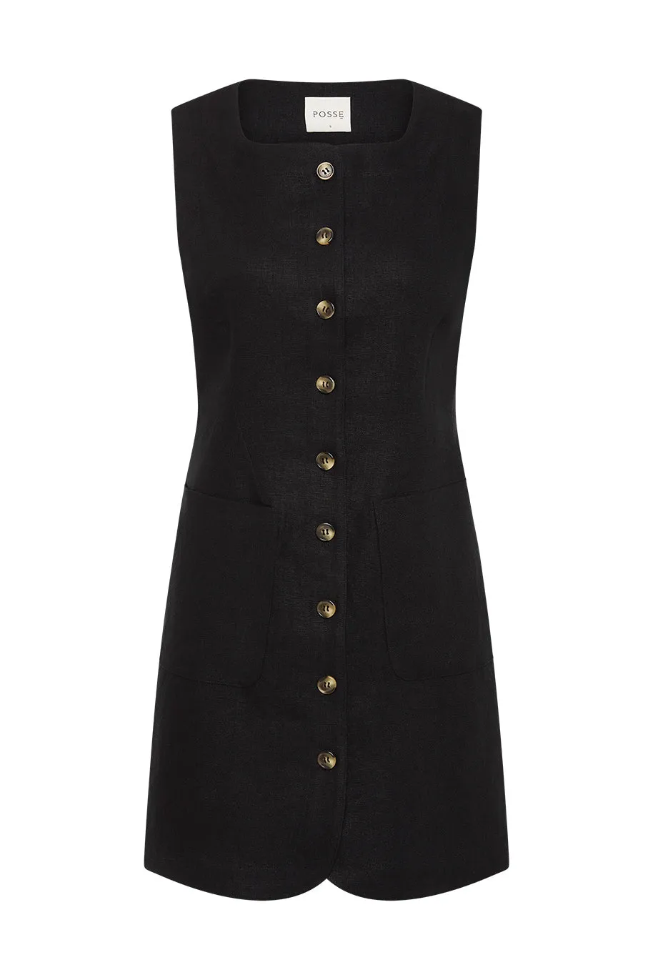 EMMA BUTTON DOWN DRESS - BLACK
