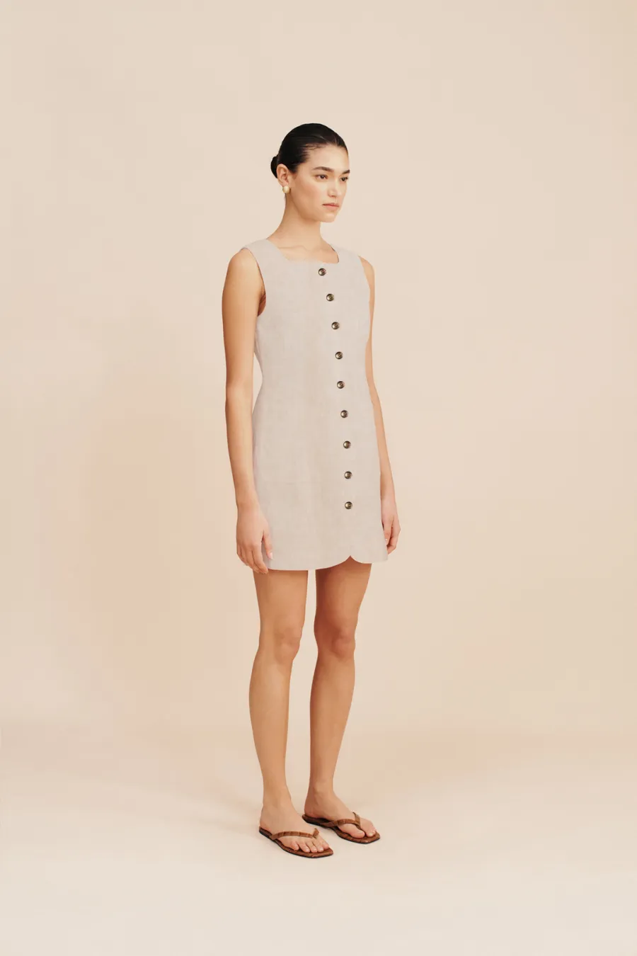 Emma Button Down Dress Natural
