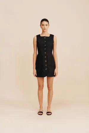 Emma Button Down Mini Dress Black
