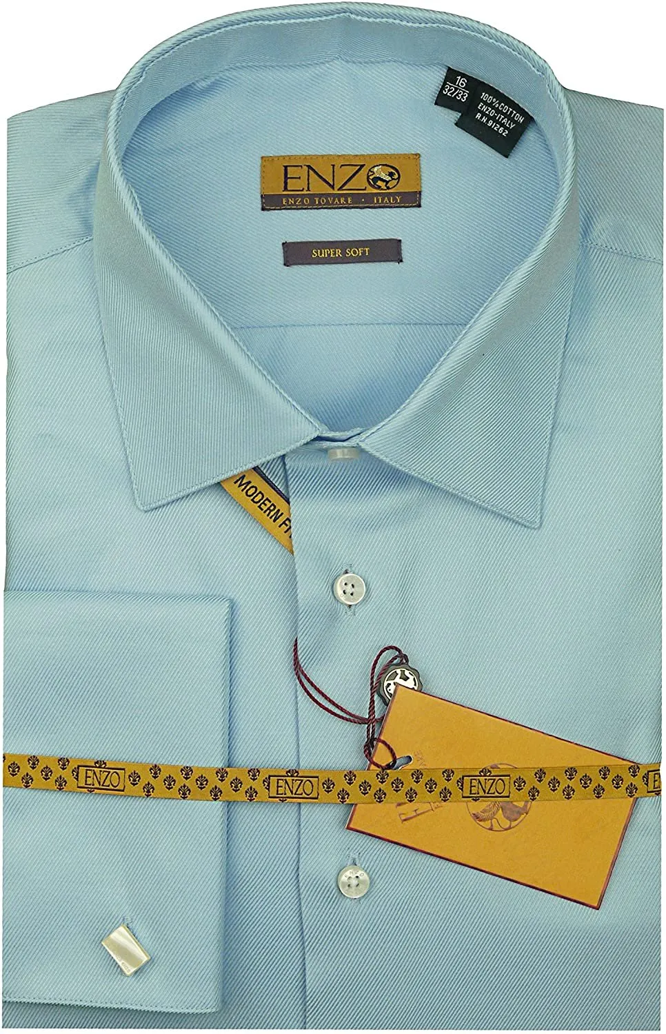 Enzo Mens Modern Fit French Cuff Cotton Dress Shirt - CLEARANCE - FINAL SALE