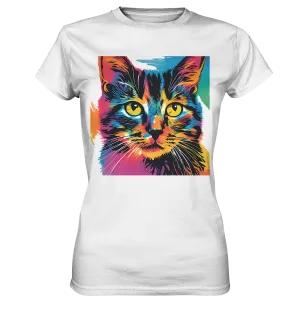 Farbenprächtiger Katzenkopf – Tiger's Blick - Ladies Premium Shirt