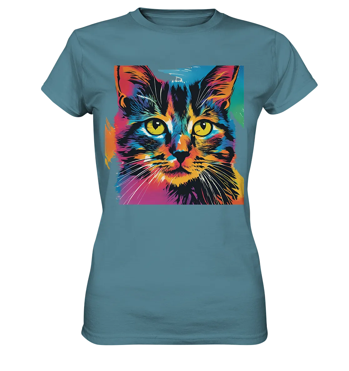Farbenprächtiger Katzenkopf – Tiger's Blick - Ladies Premium Shirt
