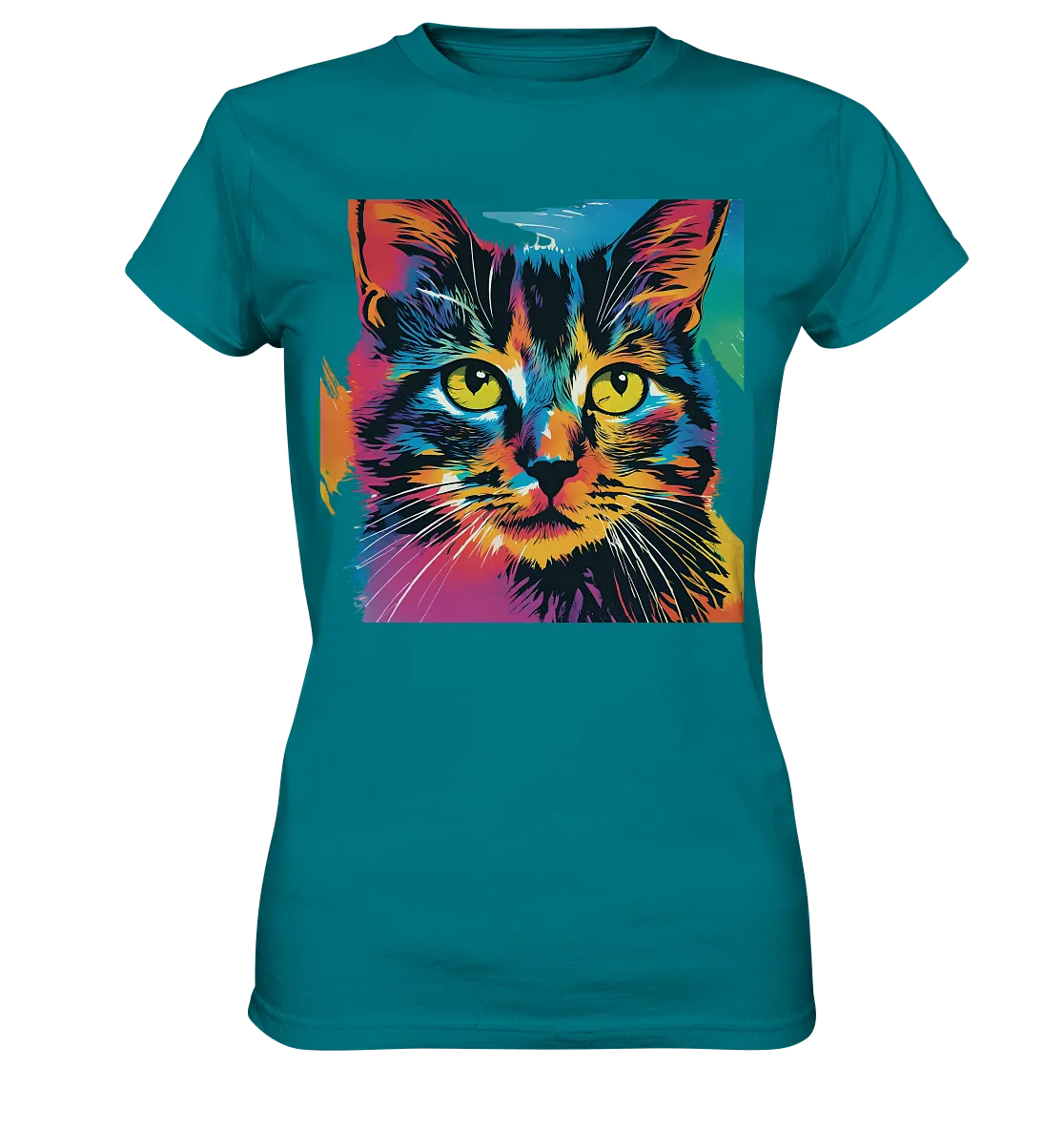 Farbenprächtiger Katzenkopf – Tiger's Blick - Ladies Premium Shirt