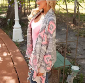 Fashion winter Kimono Knitted Cardigan Long Sleeve Poncho Sweaters Print irregular sexy lady warm Jackets Cardigan Women Tops