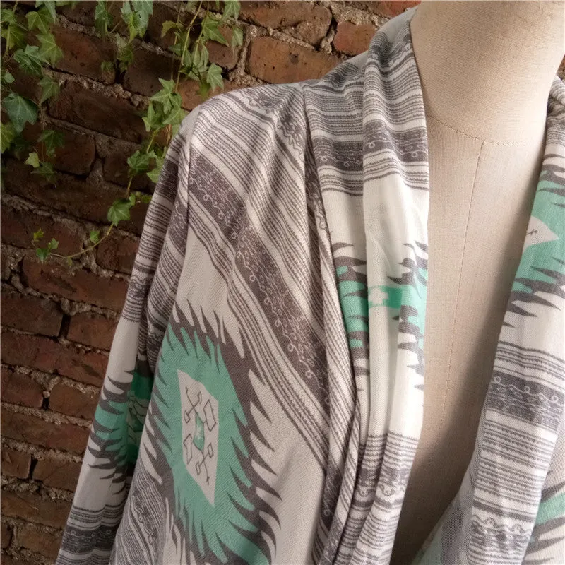 Fashion winter Kimono Knitted Cardigan Long Sleeve Poncho Sweaters Print irregular sexy lady warm Jackets Cardigan Women Tops