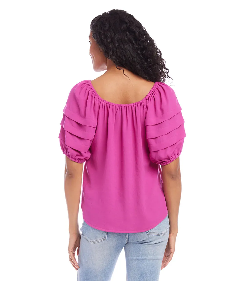 Final Sale Becca Berry Pleat Sleeve Top - Karen Kane 2L09607