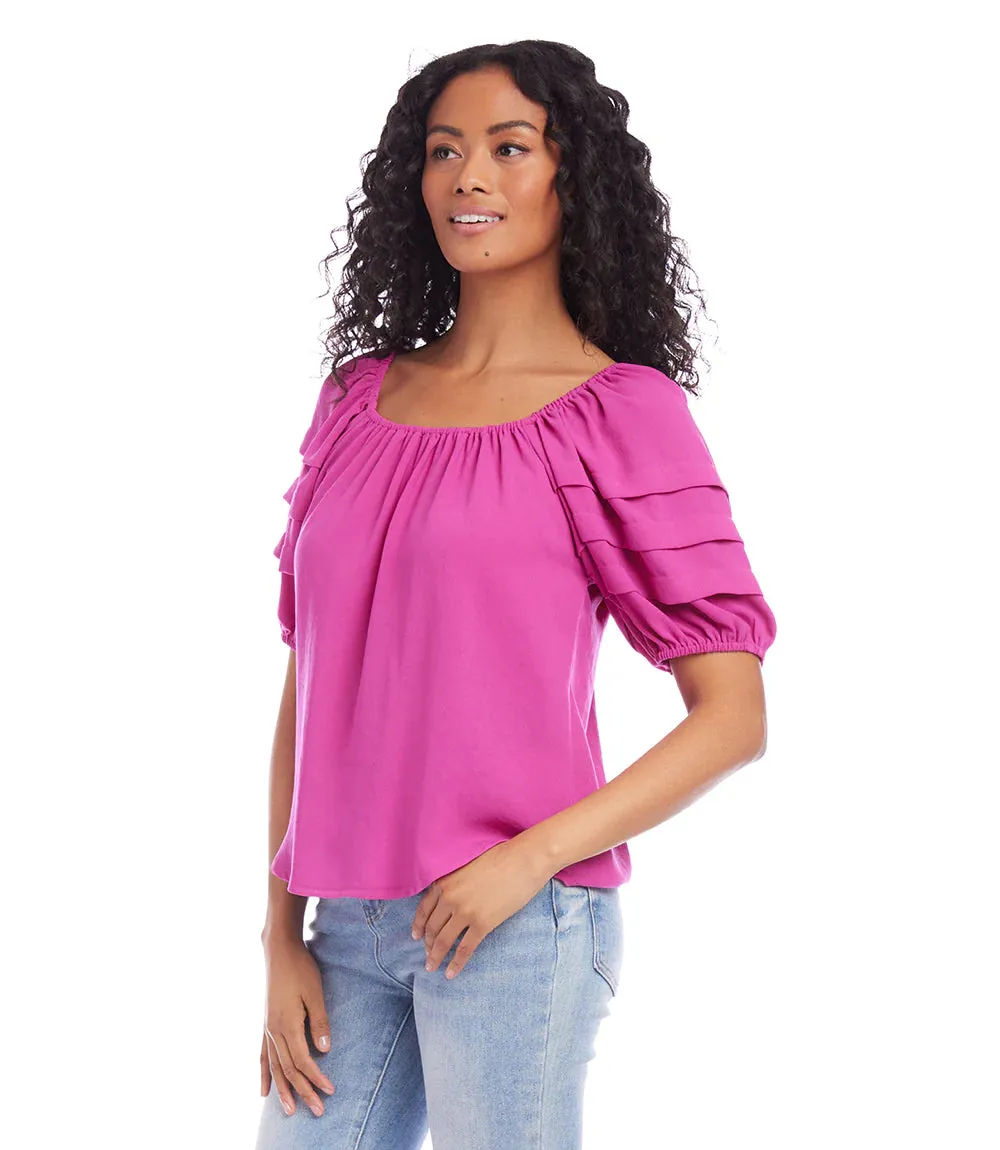 Final Sale Becca Berry Pleat Sleeve Top - Karen Kane 2L09607