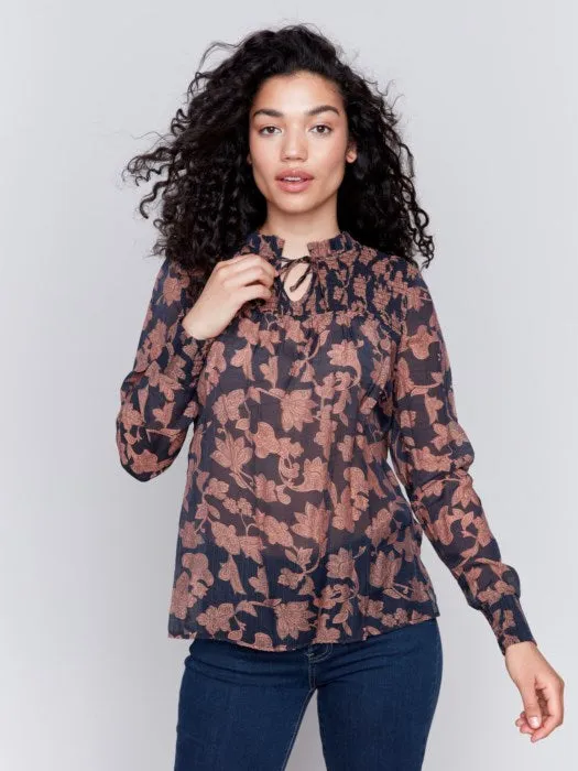 FINAL SALE Charlie B C4548P Long Sleeve Blouse with Frills