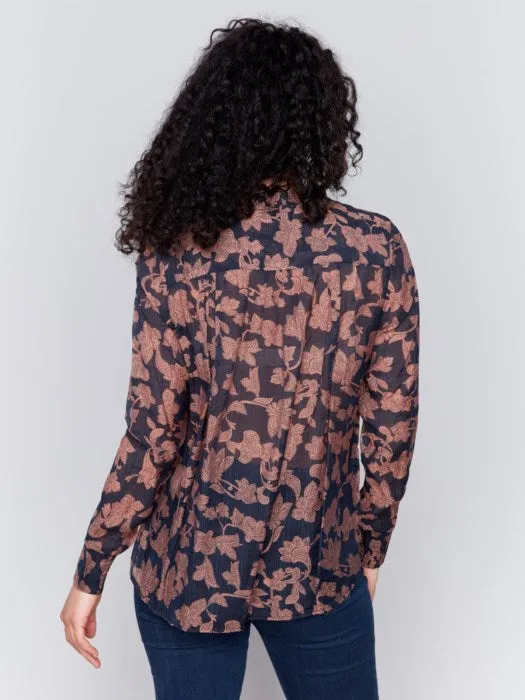 FINAL SALE Charlie B C4548P Long Sleeve Blouse with Frills