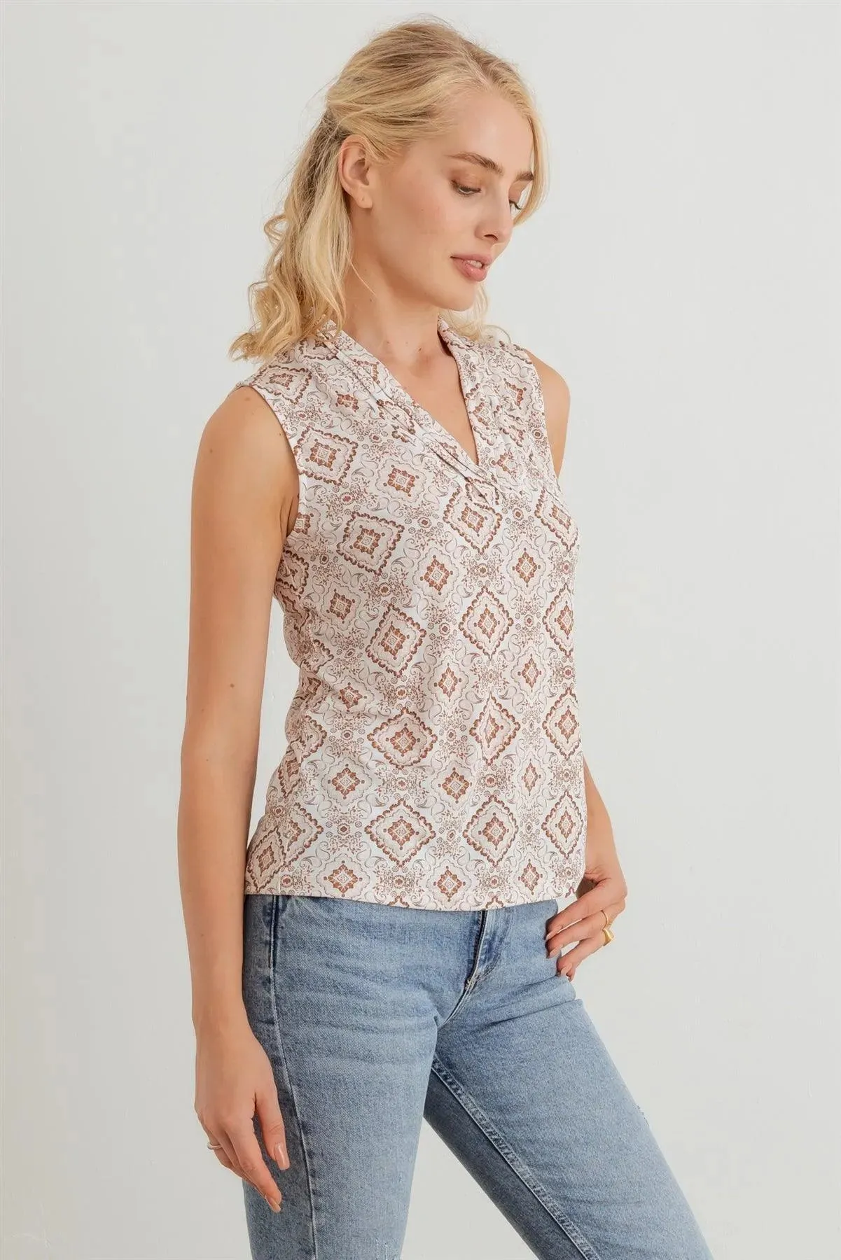 Floral & Paisley V-Neck Sleeveless Tank Top