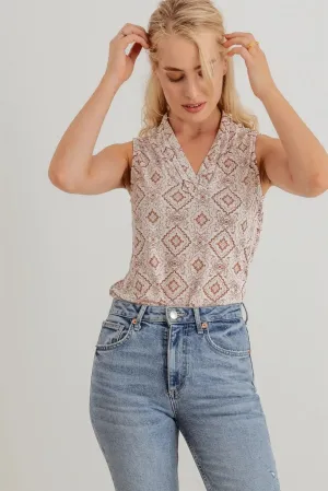 Floral & Paisley V-Neck Sleeveless Tank Top