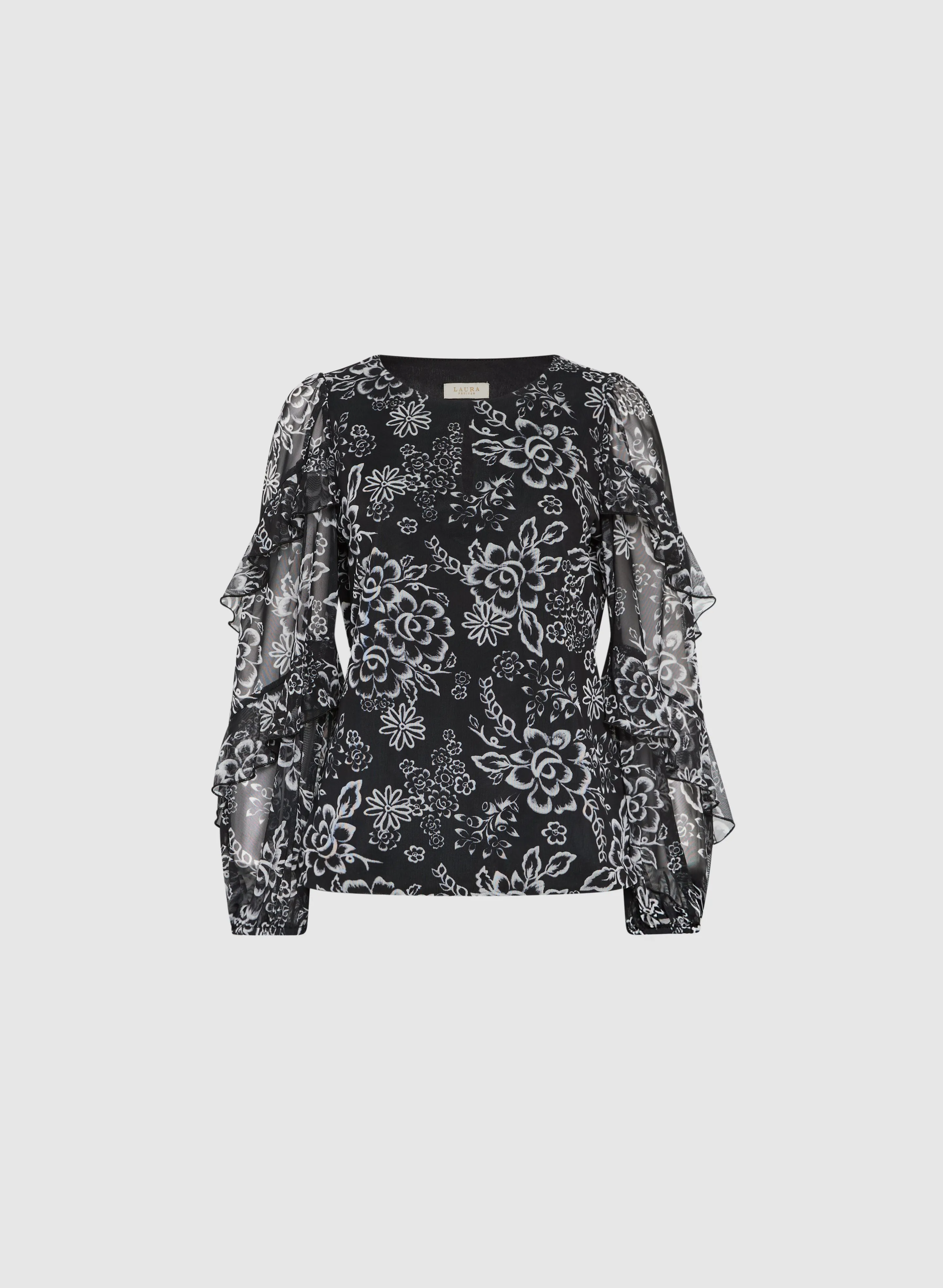 Floral Print Keyhole Blouse