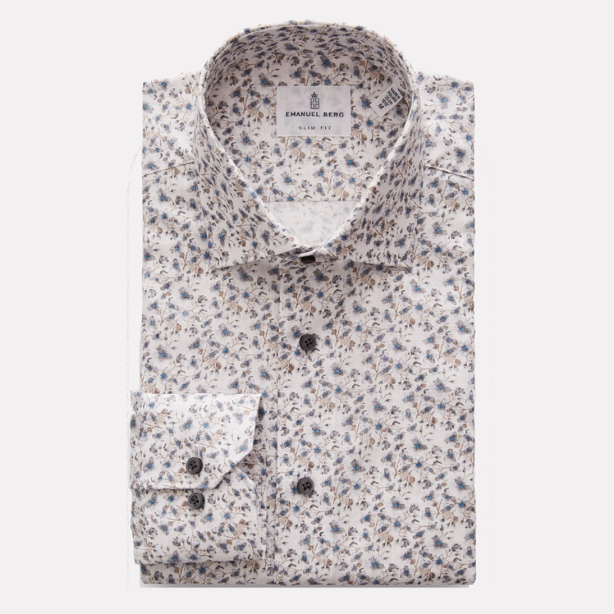 Floral Printed Dobby Sport Modern Fit Luxury Shirt / Grey