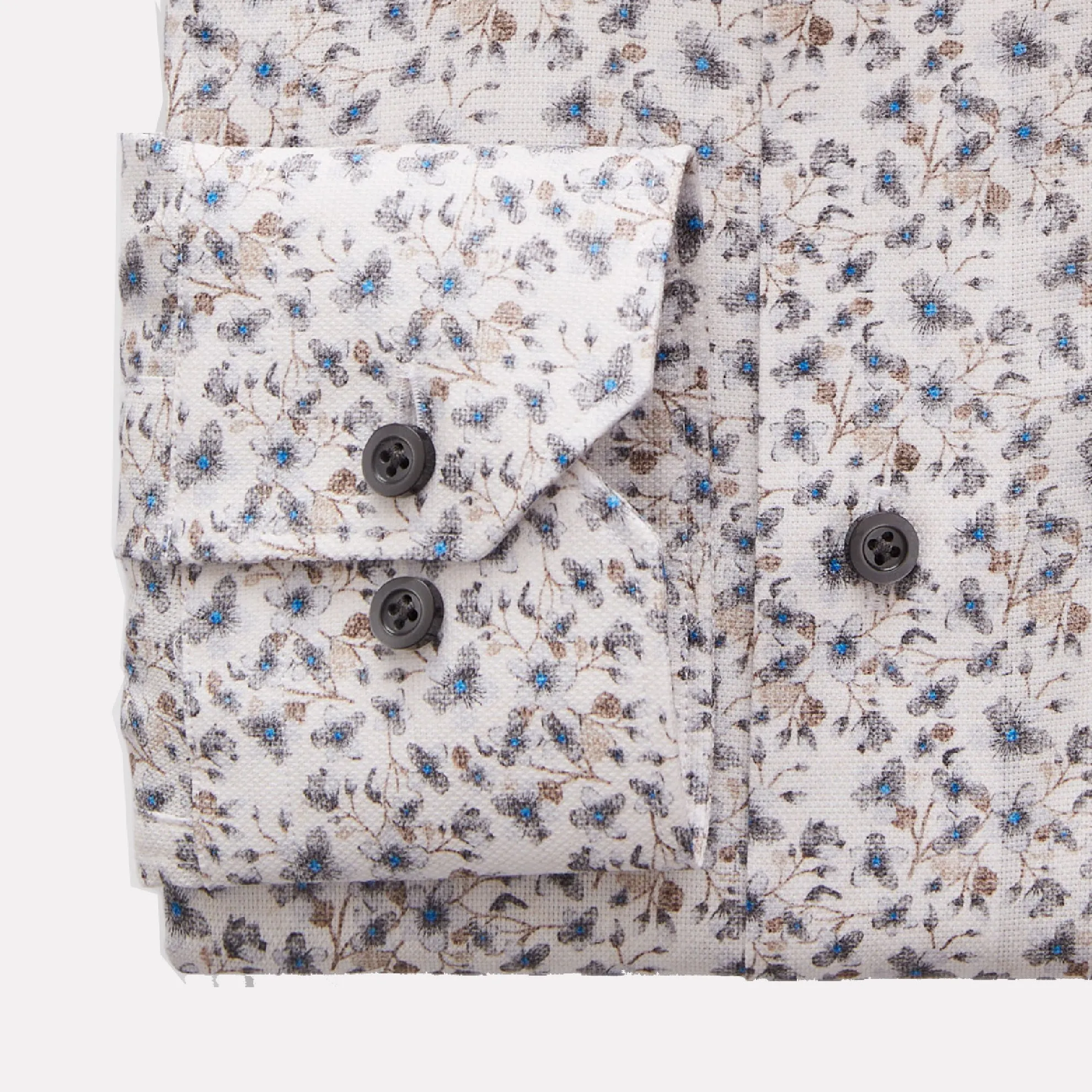 Floral Printed Dobby Sport Modern Fit Luxury Shirt / Grey