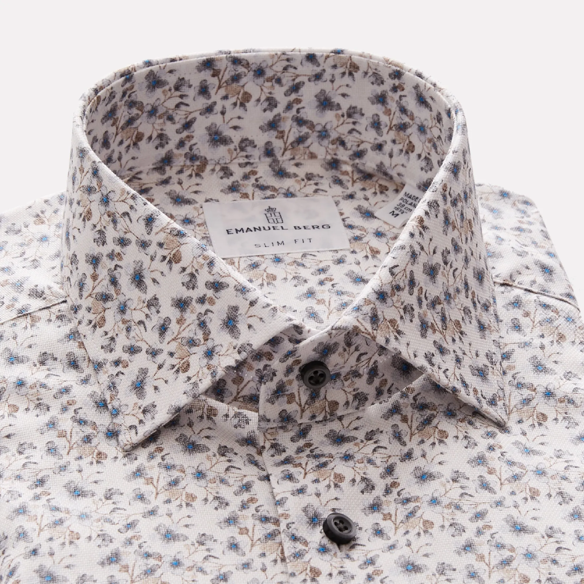 Floral Printed Dobby Sport Modern Fit Luxury Shirt / Grey