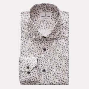 Floral Printed Dobby Sport Modern Fit Luxury Shirt / Grey
