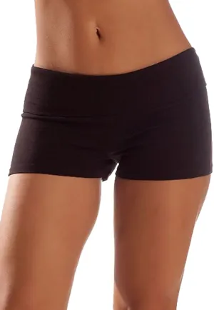 Fold Over Waist Band Contrast Yoga Fold Over Shorts for Women