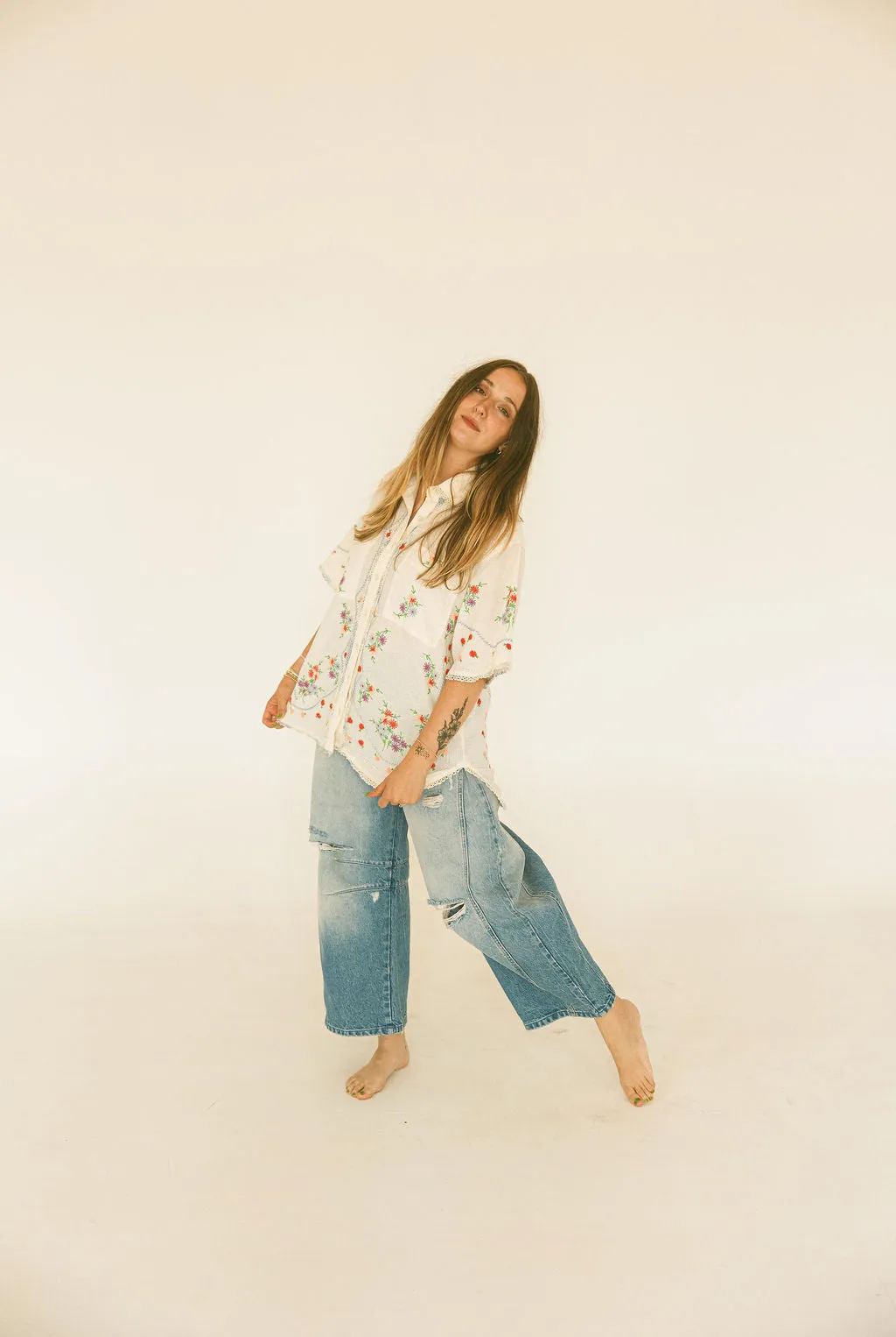 Free People - Emma Embroidered Top