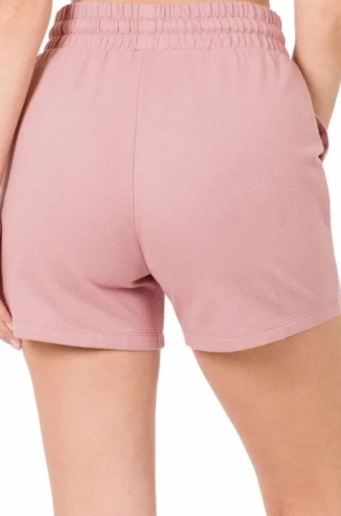 French Terry Drawstring Waist Shorts