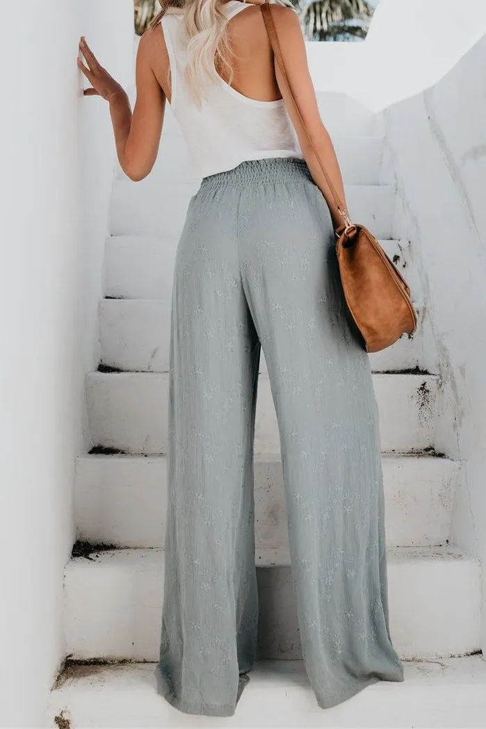 Fresh Air Smocked Embroidered Pants