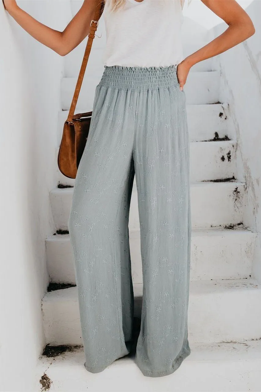Fresh Air Smocked Embroidered Pants