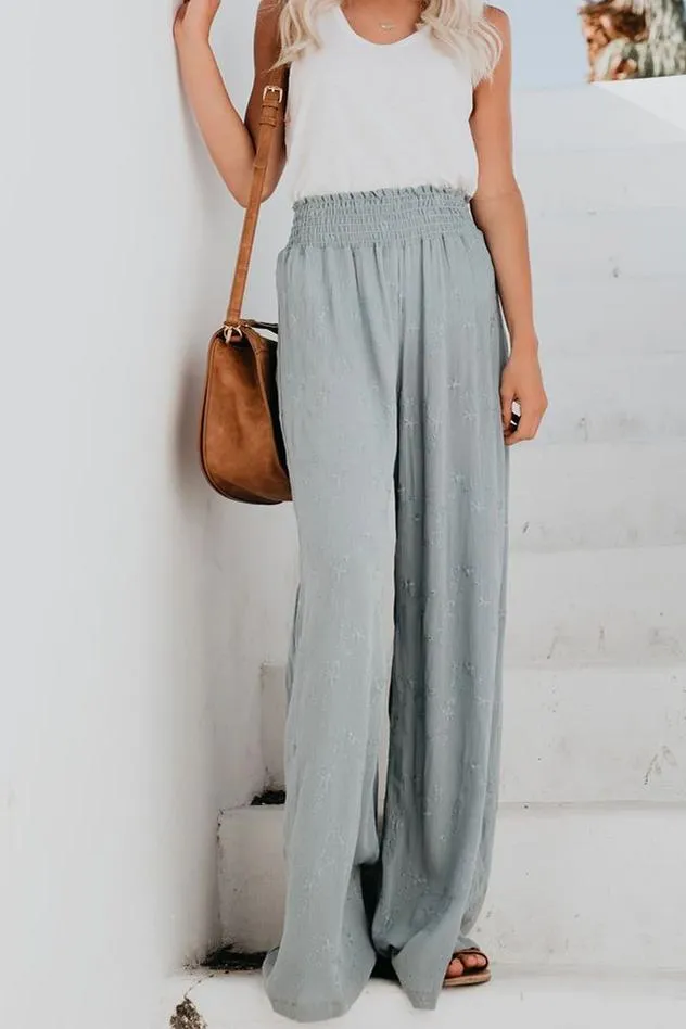 Fresh Air Smocked Embroidered Pants
