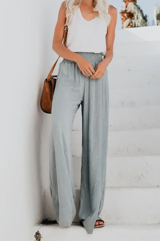 Fresh Air Smocked Embroidered Pants