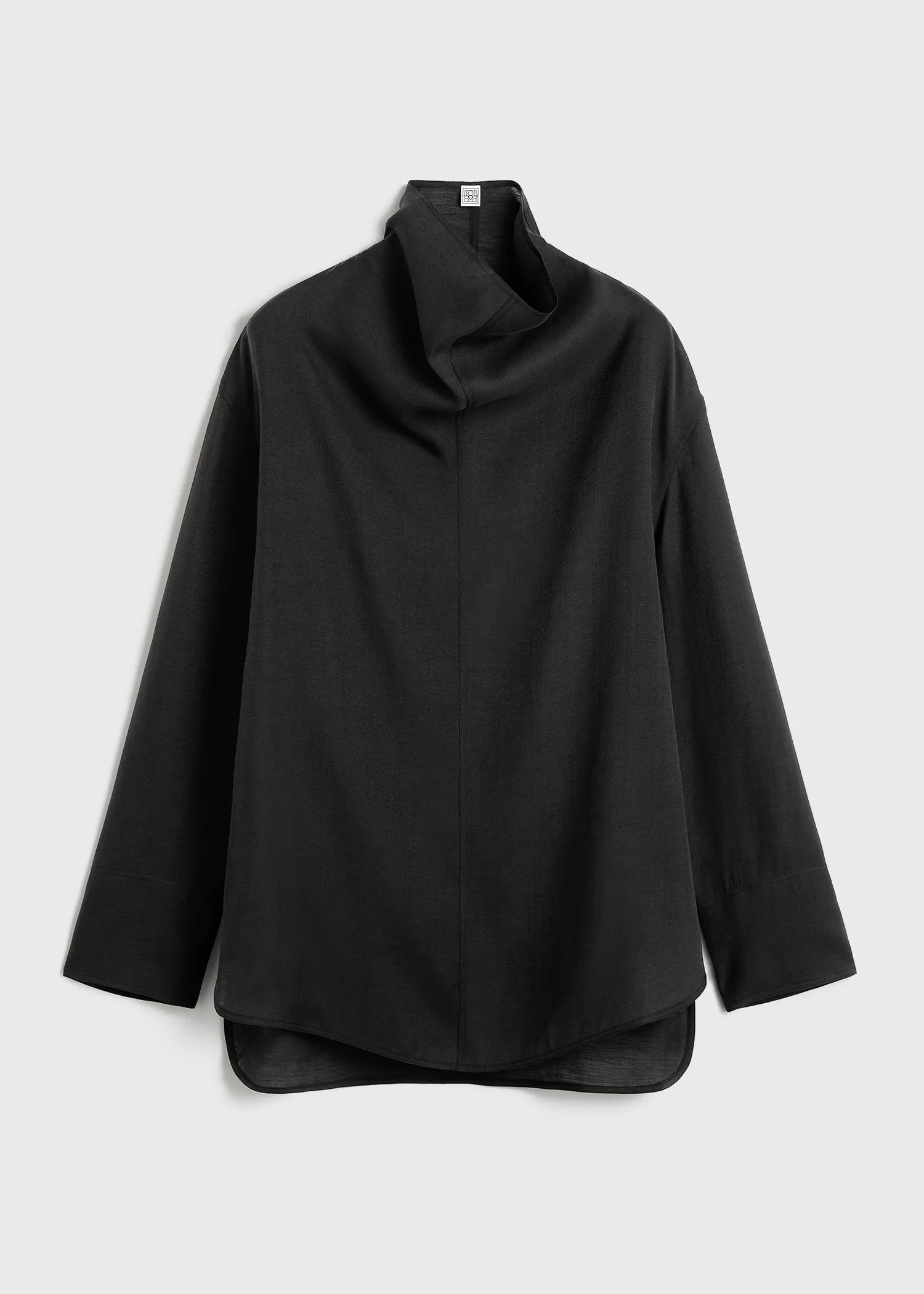 Funnel-neck organza blouse black