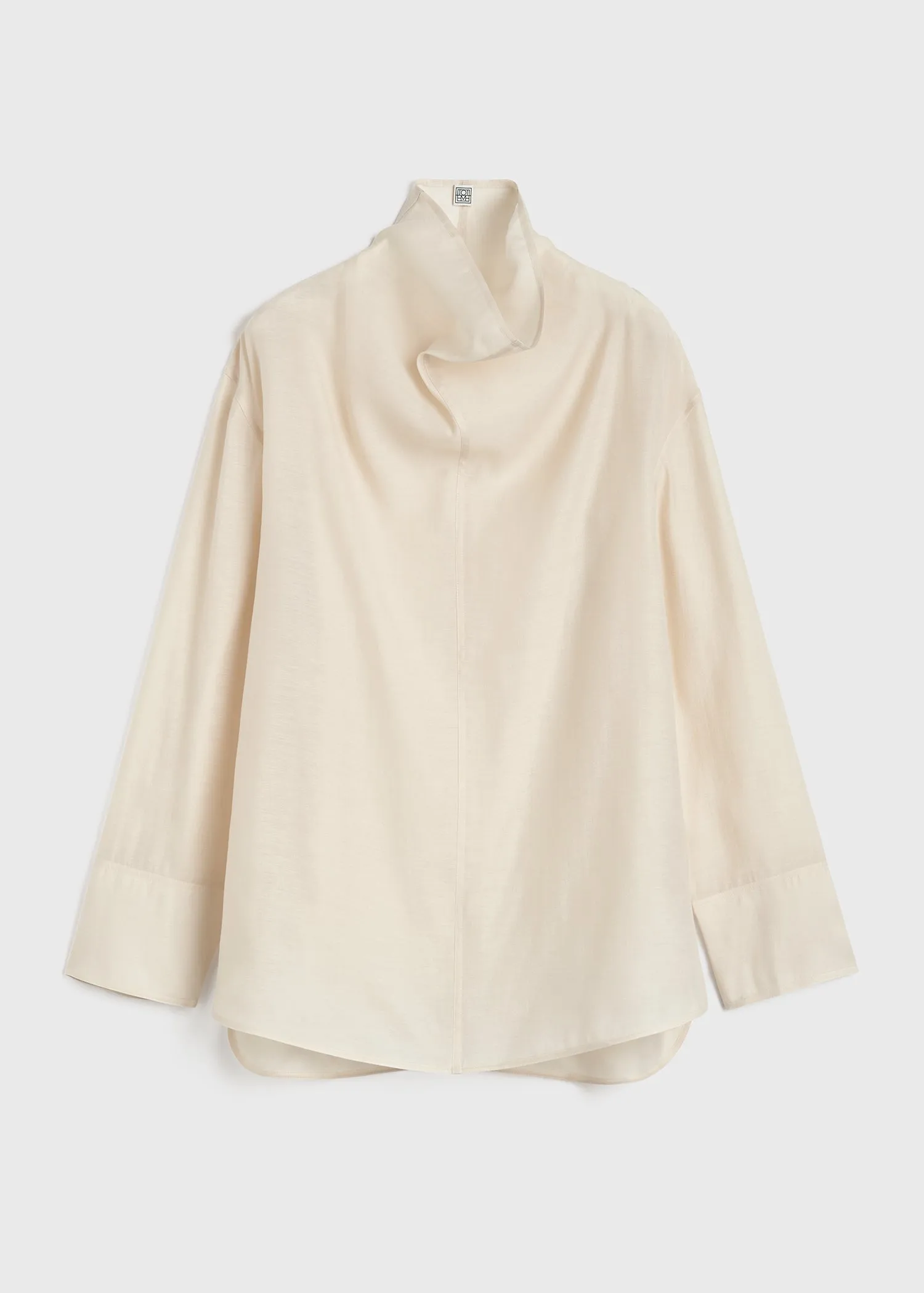 Funnel-neck organza blouse ecru