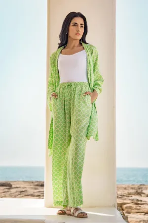 Geometrical Co-Ord Set For Women - Light Green
