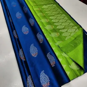 Gratifying Blue Soft Silk Saree With Splendorous Blouse Piece