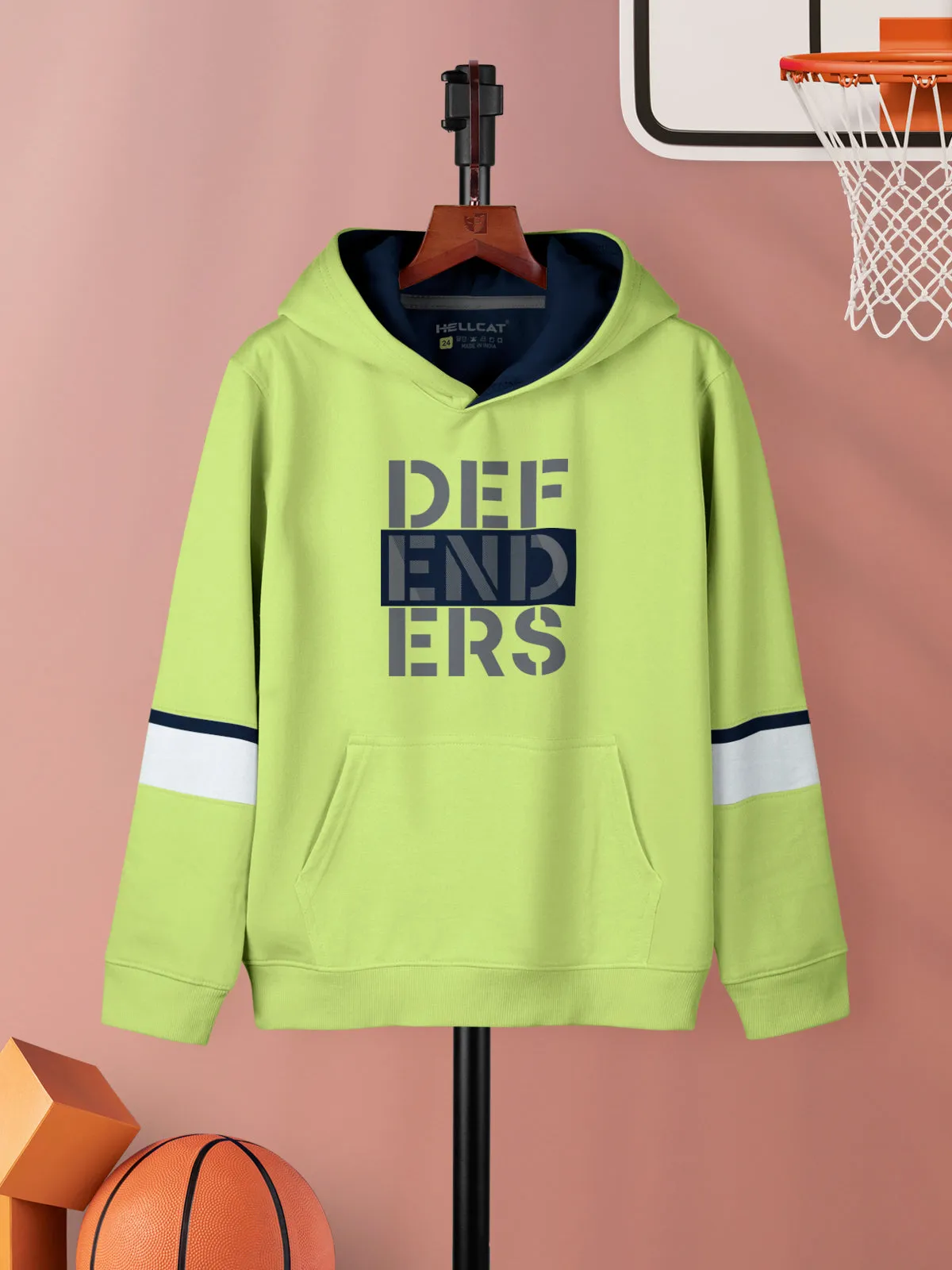 Green & Navy Blue Printed Cotton Blend Hoodie Sweatshirt For Girls - Pack of 2
