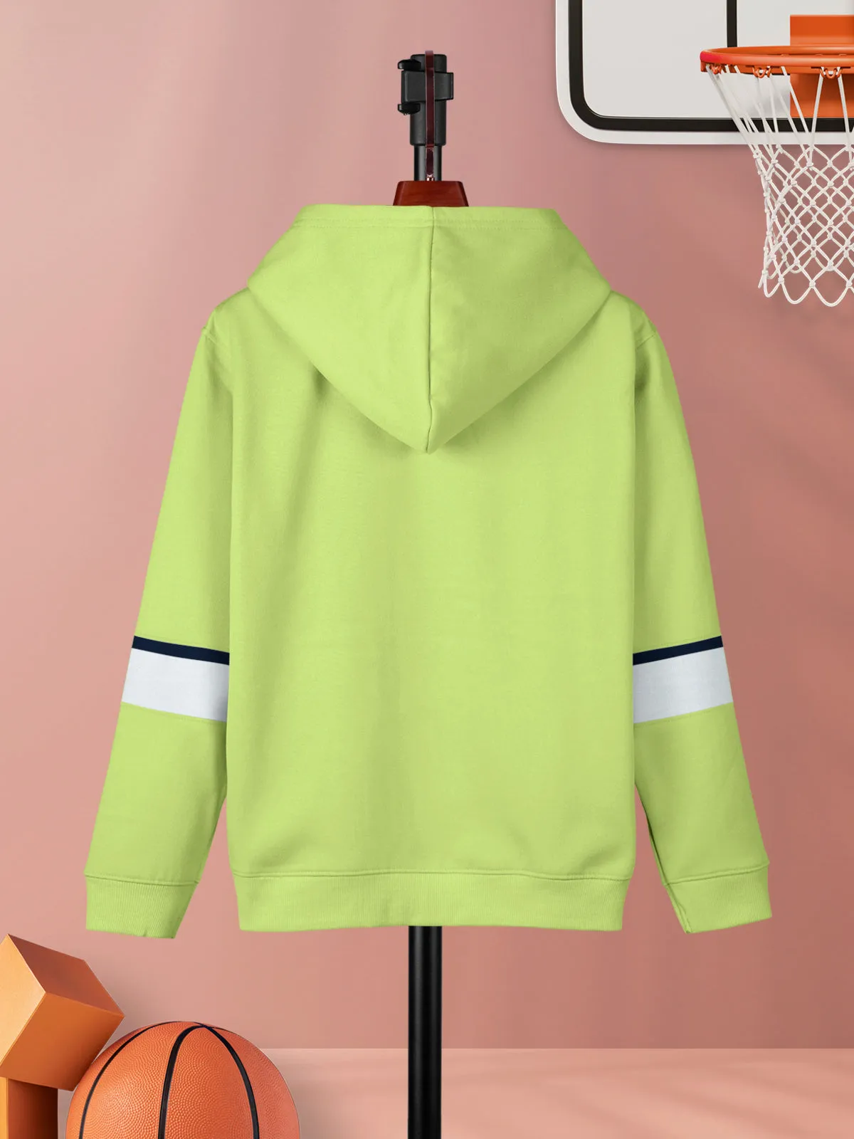 Green & Navy Blue Printed Cotton Blend Hoodie Sweatshirt For Girls - Pack of 2