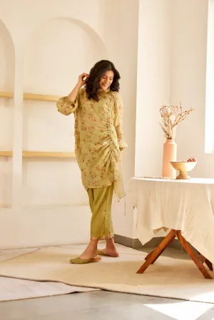 Green printed silk co-ord set