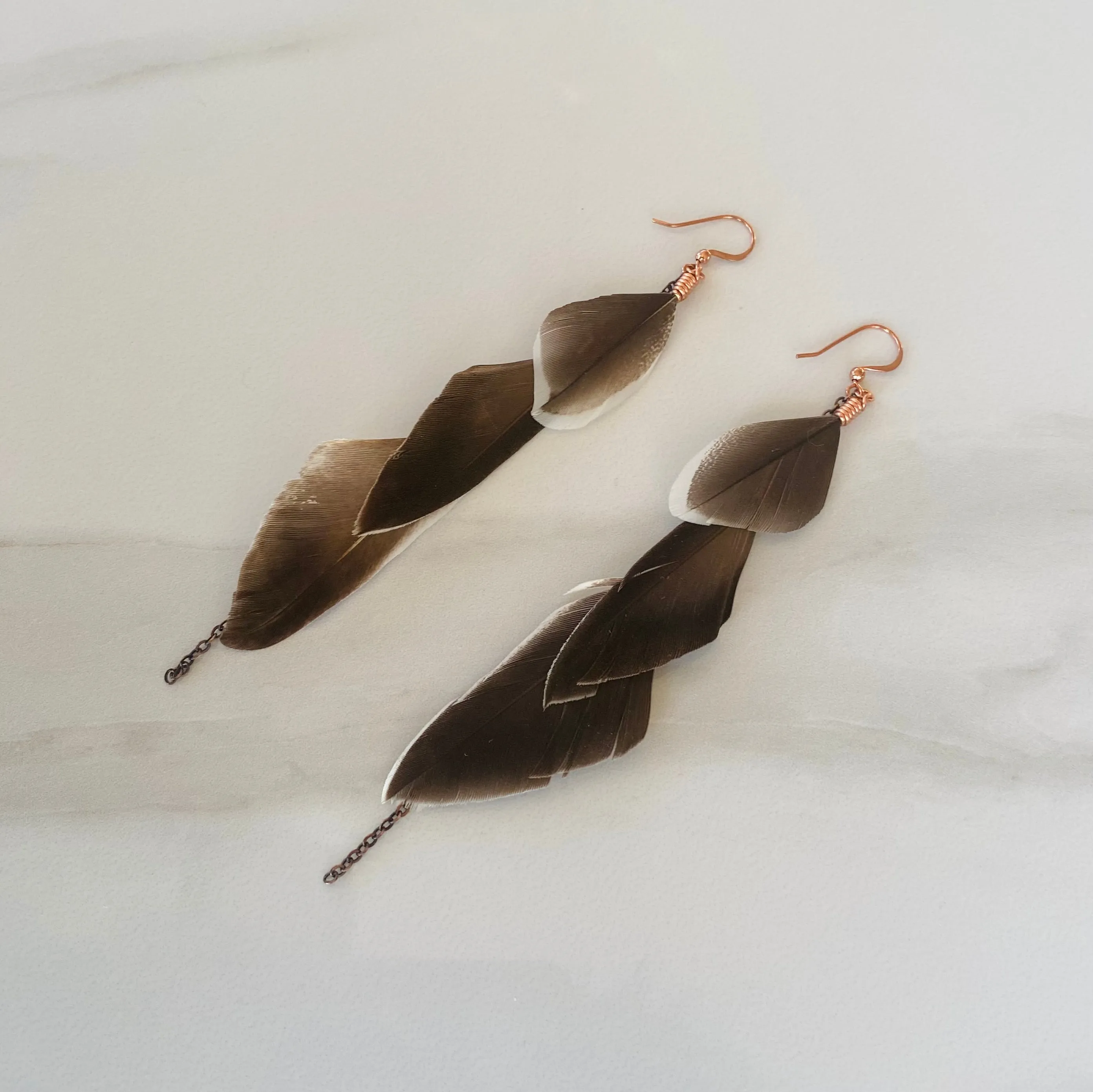 Grey/Brown Feather Earrings