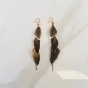 Grey/Brown Feather Earrings