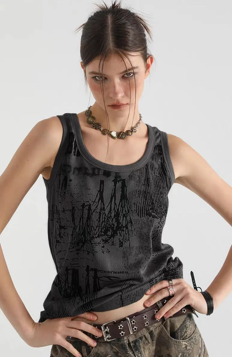 Grunge Industrial Graphic Tank Top