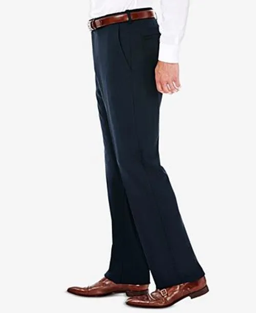 Haggar Mens Classic fit Dress Pants 32 / 30 Blue Solid Stretch